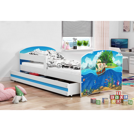 Posteľ Hubert 80x160 biela/pirates