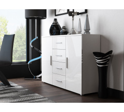 Komoda UNI, biela/biela lesklá