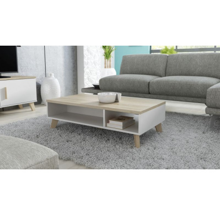 Konferenčný stolík LOTTA 110, Biela/ Dub sonoma