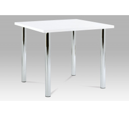Jedálenský stôl 90x90 cm, chróm / biely vysoký lesk