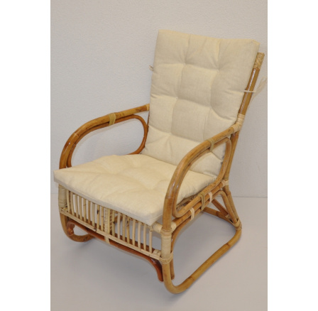 Ratanové kreslo Melbourne - vankúš béžová zdôrazňuje