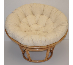 Ratanový papasan 100 cm medový vankúš svetlo béžový