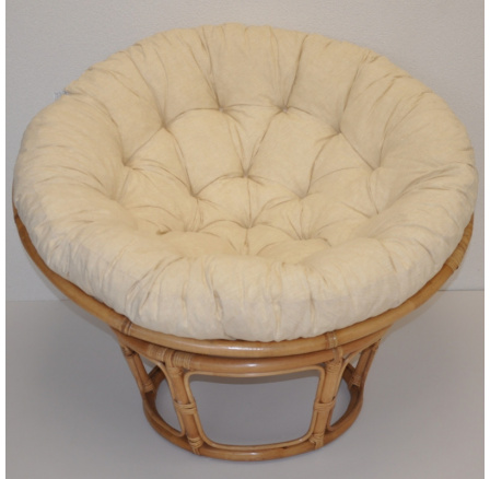 Ratanový papasan 100 cm medový vankúš svetlo béžový