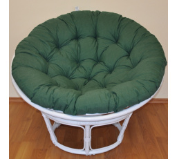 Ratanový papasan 100 cm biely, polotieň tmavozelený