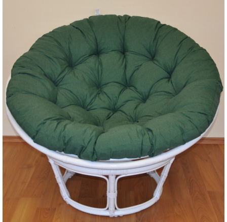 Ratanový papasan 100 cm biely, polotieň tmavozelený