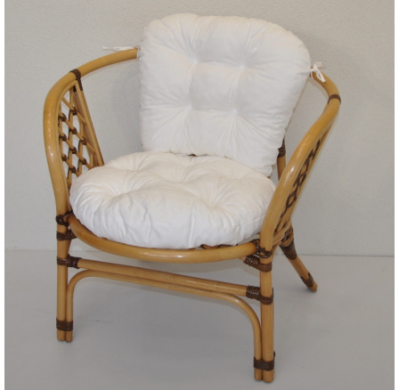 Ratanové kreslo Bahama honey LUX vankúš biely