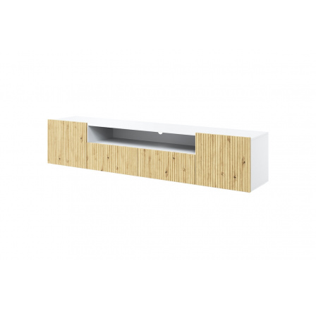 Závesná TV skrinka Nicole 200 cm s výklenkom - biela / dub artisan Závesná TV skrinka Nicole 200 cm s výklenkom - biela / dub artisan