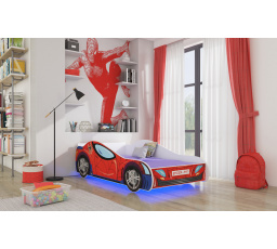 Posteľ s matracom a LED osvetlením SPIDER 140x70 Červená