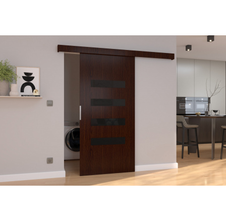Posuvné dvere na stenu FORLI 86 Wenge+Black Lacobel