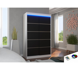 Posuvná skriňa s LED osvetlením BENISSO 120 Biela+Čierna