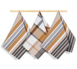 Kuchynská utierka 50x70cm prúžok horčicový, hnedý