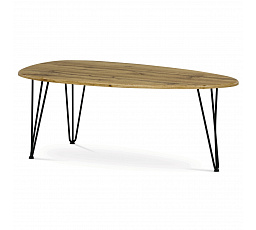 Konferenčný stôl, vrchná doska MDF, dekor divoký dub, čierny kov