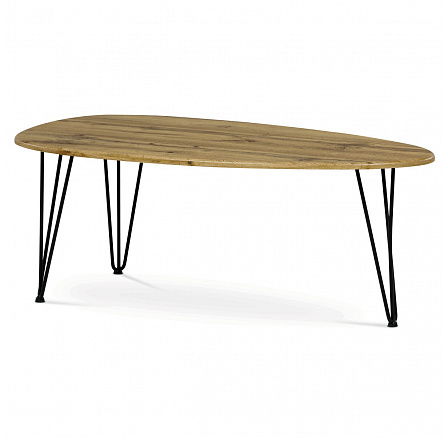 Konferenčný stôl, vrchná doska MDF, dekor divoký dub, čierny kov