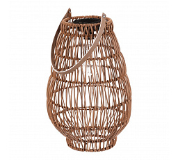 Lucerna - umělý ratan, tvar hruška, LED osvětl., vel. L, světle hnědá