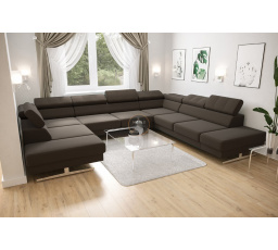 Rohová sedacia súprava EMPORIO MAX I 300X350X220 - hnedá, pravá