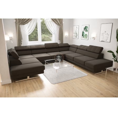 Rohová sedacia súprava EMPORIO MAX I 300X350X220 - hnedá, pravá