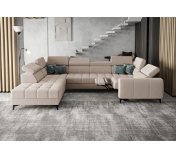 Rohová sedacia súprava PORTO MAX I, relax 225X350X193 cm - ľavá, odtiene svetlej béžovej