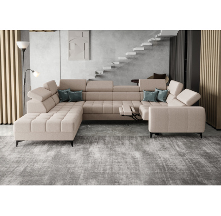 Rohová sedacia súprava PORTO MAX I, relax 225X350X193 cm - ľavá, odtiene svetlej béžovej