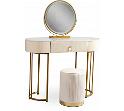 Toaletný stolík ASHLEY Béžová/Zlatá