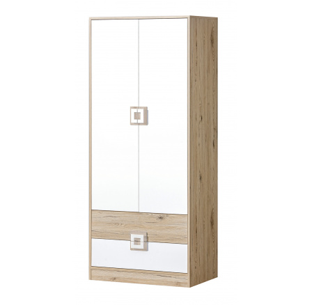 Šatní skriňa NICO 01, Svetlý Dub/Biela/Svetlý Dub
