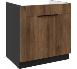 Dolná skrinka MONZA - 80 ZL 1S BB, Čierna mat/Orech