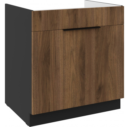 Dolná skrinka MONZA - 80 ZL 1S BB, Čierna mat/Orech