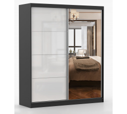 Šatní skriňa MULTI 35 - 183 cm, Čierna/Biely Lesk