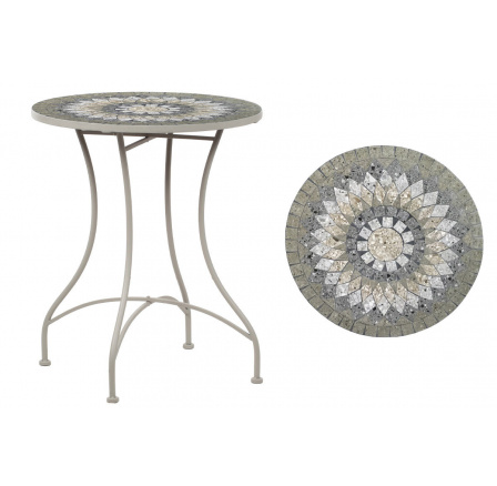 Záhradný stôl, keramická mozaiková doska, kov, sivý lak (dizajn k stoličke JF2220)
