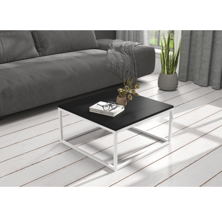 Konferenčný stolík BELTEN 65x65 Biela+Čierna