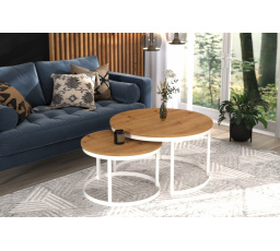 Konferenčný stolík 2v1 OKIN Biela+Artisan