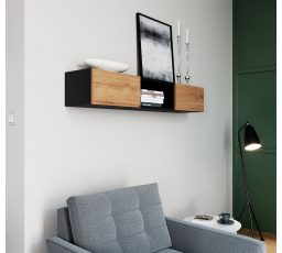 Polica LANZZI 120, Čierny Mat/Dub Artisan