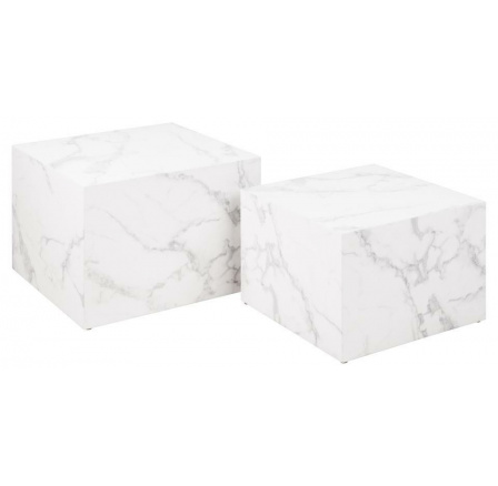 Sada 2 konferenčných stolíkov Dice biely mramor