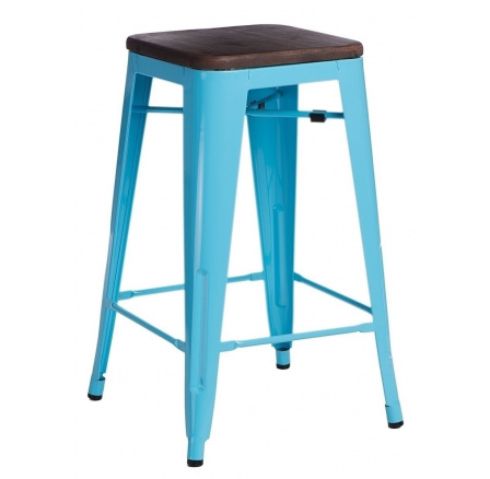 Barová stolička Paris Wood 65 cm modrá borovica orech