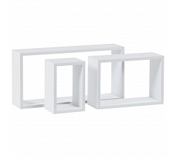 Nástenná polica, sada 3 kusov, MDF, matná biela, balená v ochrannej fólii
