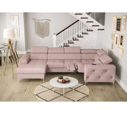 Rohová sedacia súprava ORION MAX III, relax s funkciou spania 165x320x190 cm - ružová, pravá