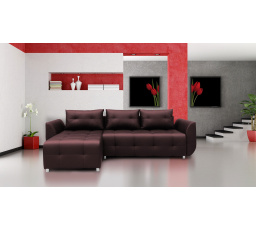 Rohová univerzálna sedacia súprava SARA, Poťah: Tmavo hnedá Ekokoža 66