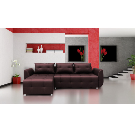 Rohová univerzálna sedacia súprava SARA, Poťah: Tmavo hnedá Ekokoža 66