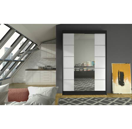 Šatníková skriňa LINORA V 120, Čierna/Biela