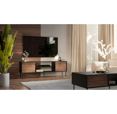 TV komoda CORTINA EF, čierna / orech TV komoda CORTINA EF, čierna / orech