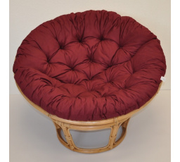 Ratanový papasan 115 cm medový - poduška vínový keper