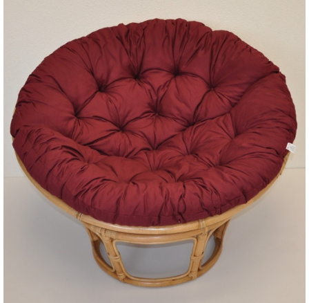 Ratanový papasan 115 cm medový - poduška vínový keper