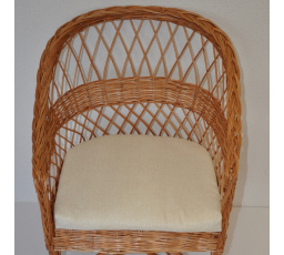 Vankúš na kreslo z vŕbového prútia - svetlo béžová látka