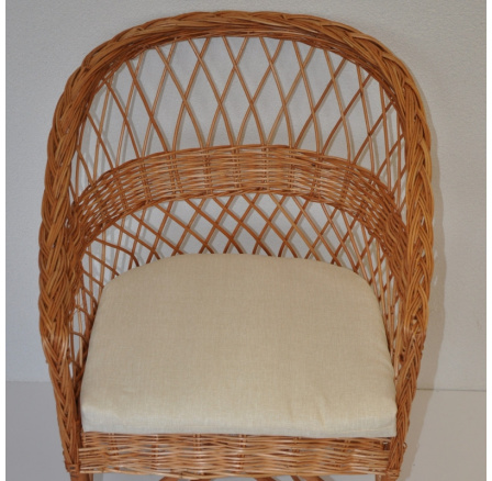 Vankúš na kreslo z vŕbového prútia - svetlo béžová látka