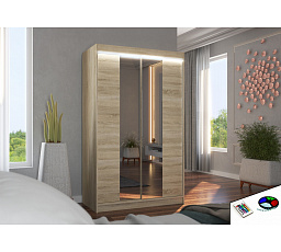 Posuvná skriňa so zrkadlom a LED osvetlením MARVIN 120 Sonoma+Sonoma