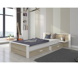 Posteľ ALDEX SHELF 200x90 Biela+Sonoma