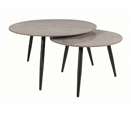 Súprava konferenčných stolíkov KORA C, Sivá/Čierny mat