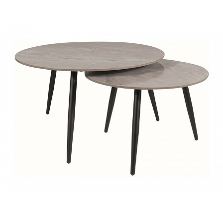 Súprava konferenčných stolíkov KORA C, Sivá/Čierny mat