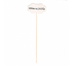 Zápich "Věříme na Ježíška" - dřevo, bílý, v sáčku 12 ks, cena za 1 ks