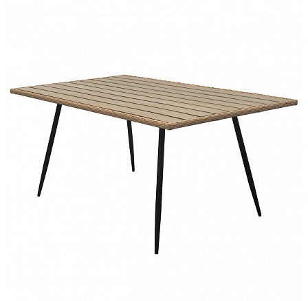 Stôl záhradný 160x95x74, kov s umelým ratanom, doska polywood