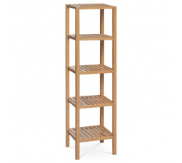 Regál, 5 políc, masívny bambus, prírodný odtieň, nosnosť 15 kg